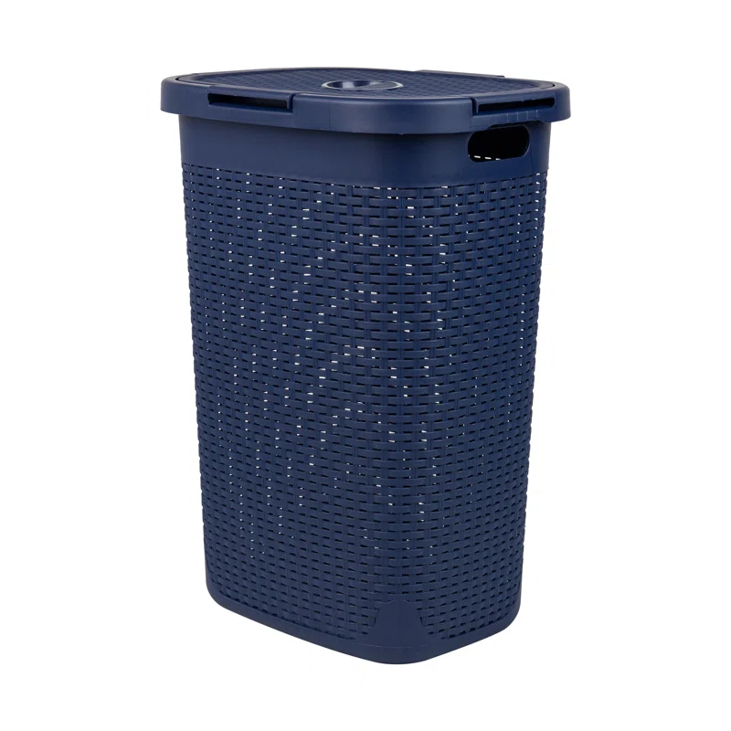 Mind Reader Mind Reader 40L Slim Laundry Hamper, Clothes Basket, Lid, Wicker Design, Plastic