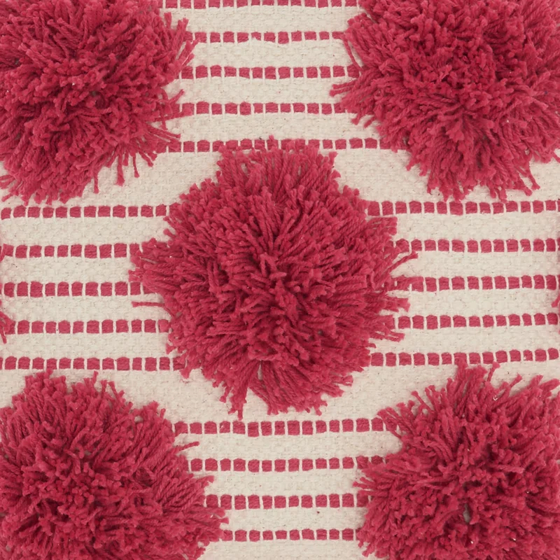 Pom-poms Cotton Reversible Throw Pillow
