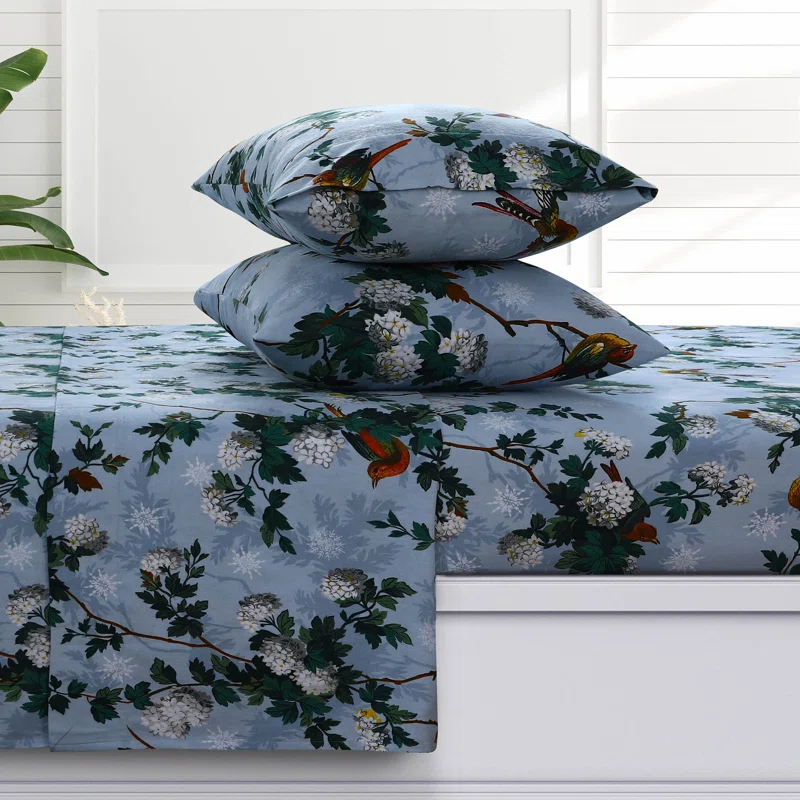 Azores Home Celina Flannel Floral Sheet Set