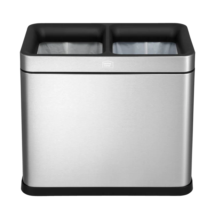 Home Zone Living Home Zone Living Open Top Trash Can Dual Removable Liners for Trash and Recycling Stainless Steel