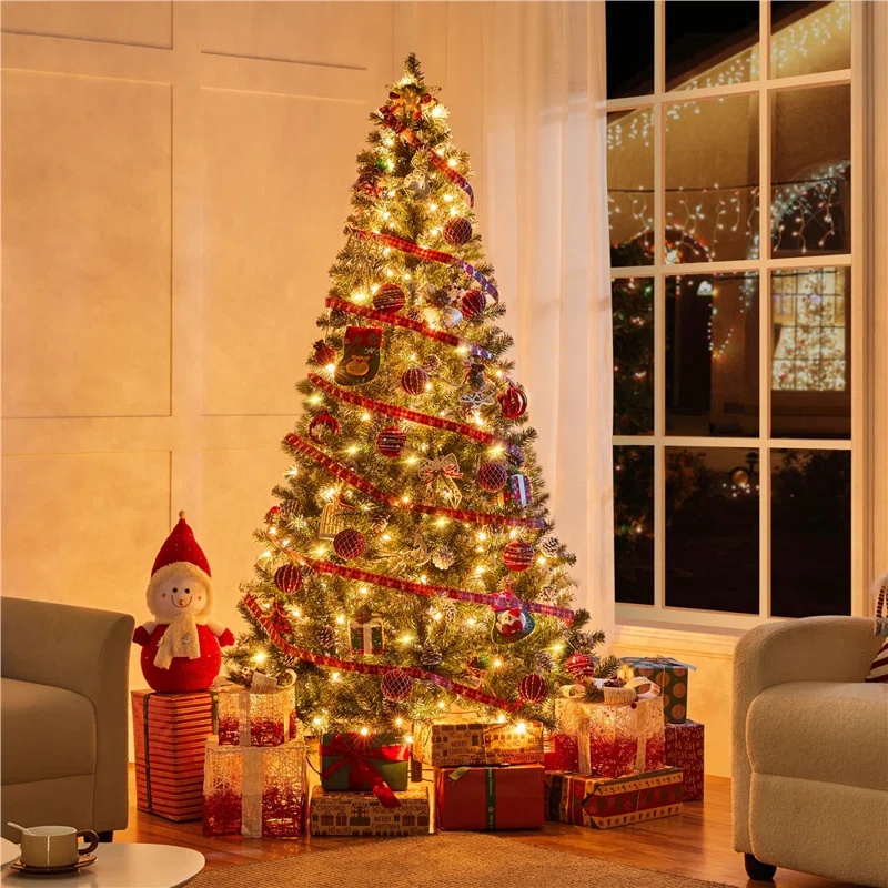Pinecone-decorated Frosted Artificial Christmas Tree
