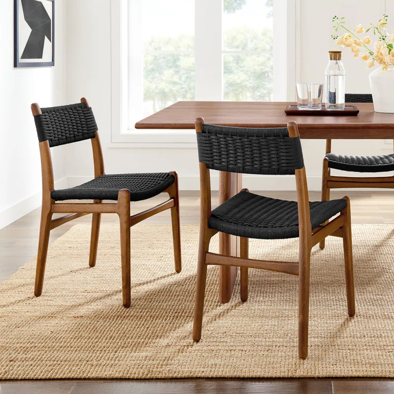 Modway Wynn Rope And Wood Dining Side Chairs Set Of 2