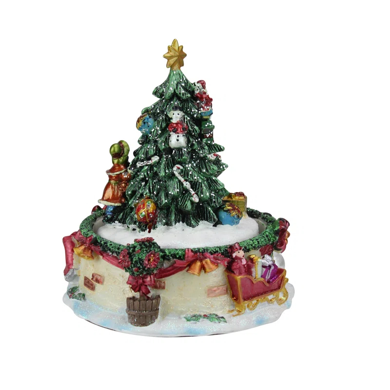 Northlight Seasonal 5.5" Musical Santa Claus and Christmas Tree Winter Scene Rotating Tabletop Decoration