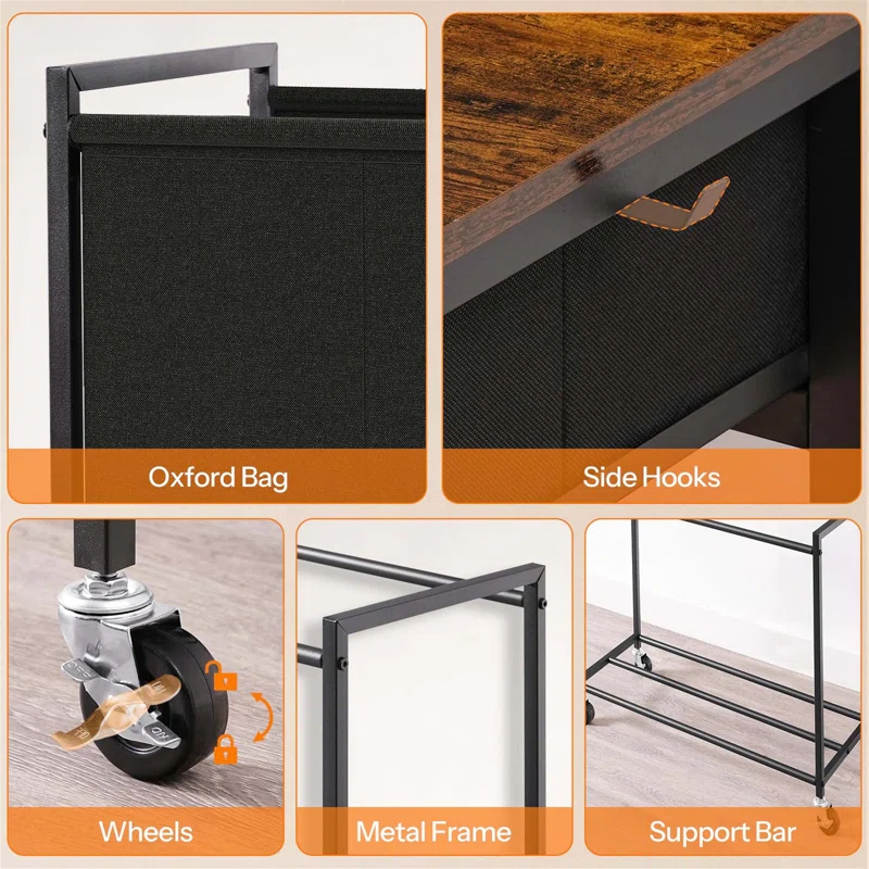 FLOORING CENTER LLC Laundry Basket With Wheels And Drawers