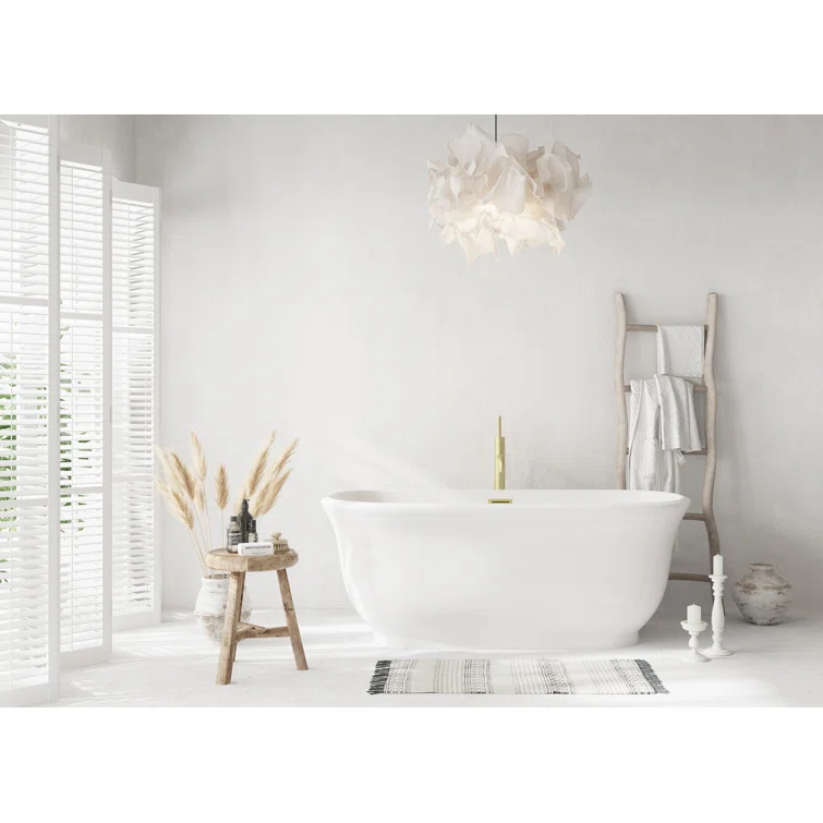 Elegant Kitchen and Bath Elegant Kitchen and Bath 59 Inch Soaking Bathtub with Polished White Trim BT10259GW-BGD