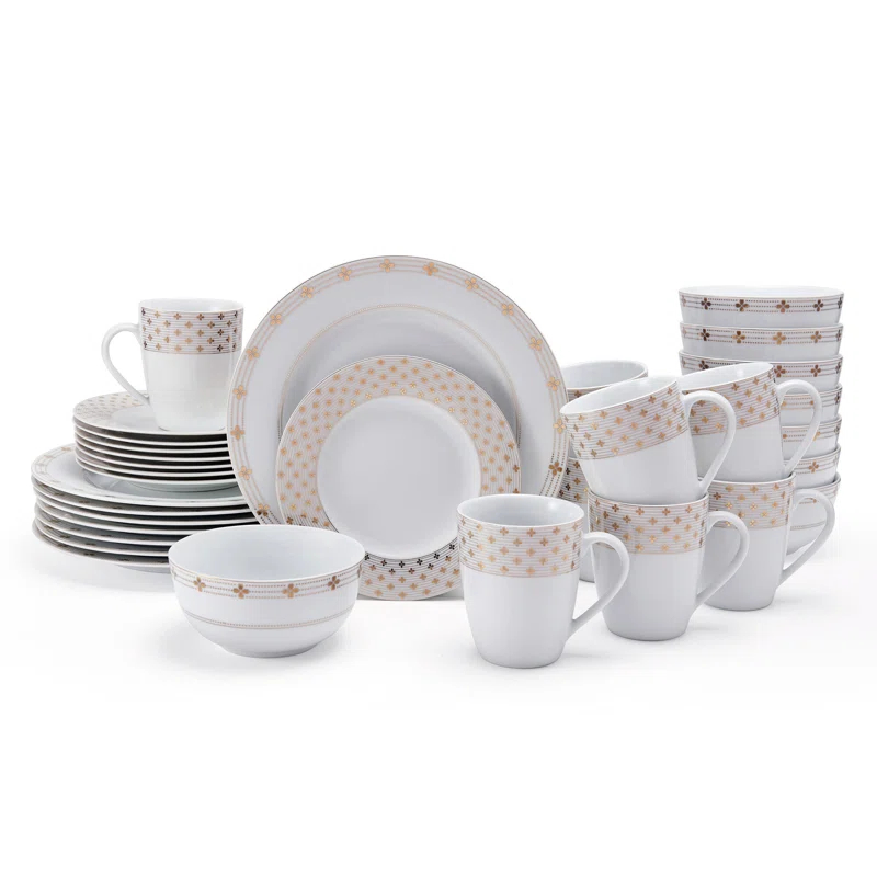 Mikasa Modern Petals 32-Piece Porcelain Dinnerware Set, Service for 8