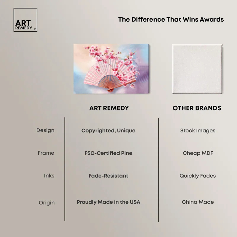 Art Remedy Elegant Japanese Fan Canvas Glam Livingroom Wall Art by Art Remedy