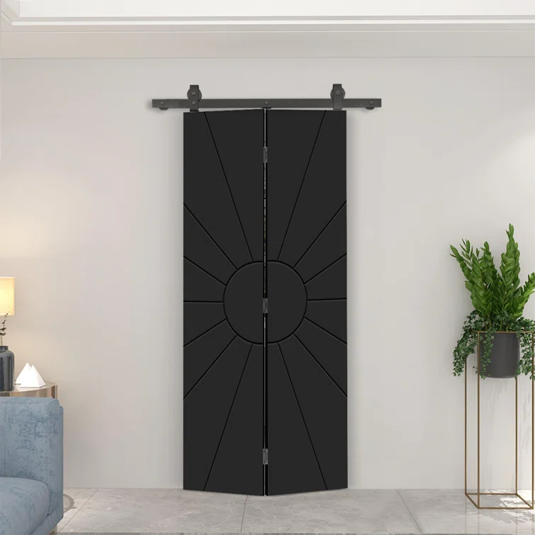 Calhome Modern Bi-Fold Barn Door with Sliding Hardware Kit