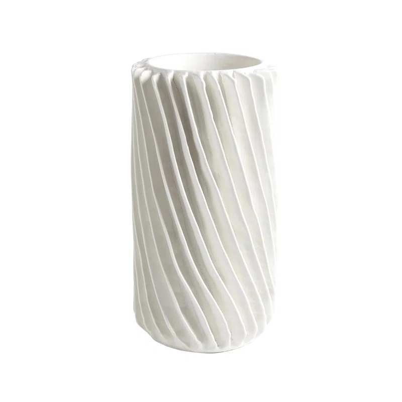 Global Views Radiator Swirl Vase-Matte White-Lg