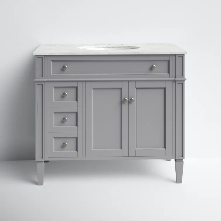 Rivers 40" Free-Standing Single Bathroom Vanity Set with Marble Vanity Top