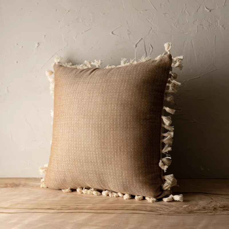 Boho Tassels Cotton Reversible Throw Pillow