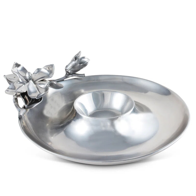 Arthur Court Designs Arthur Court Designs Magnolia Aluminum Chips And Dip Platter