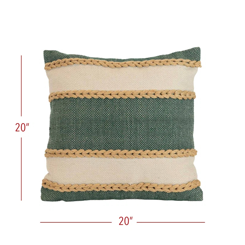 Foreside Home & Garden Foreside Home & Garden 20x20 Outdoor Indoor Wide Stripe Filled Throw Pillow Green Polyester