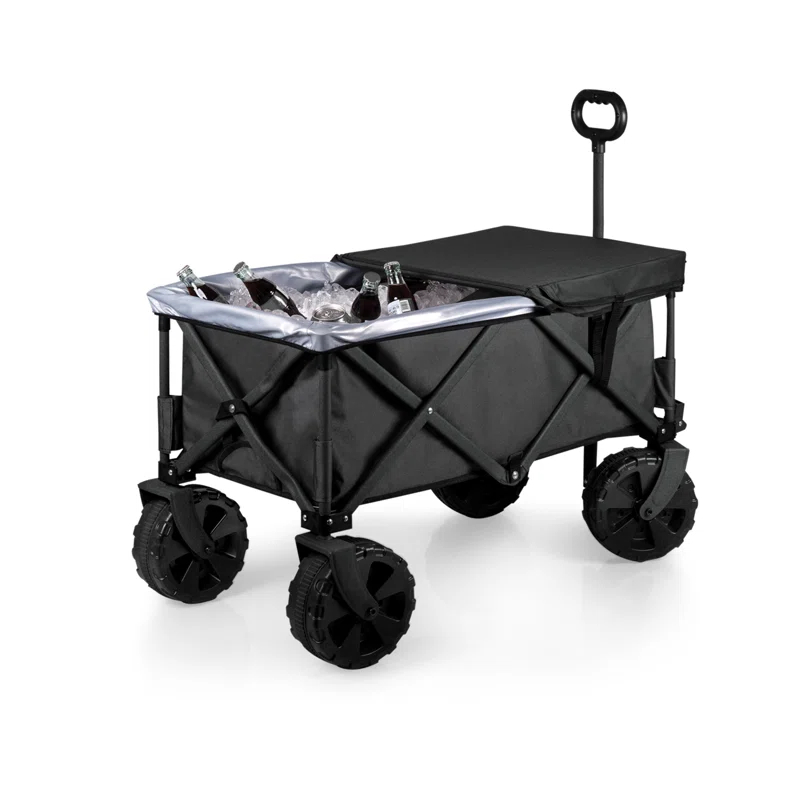 ONIVA™ Adventure Wagon Elite All-Terrain Folding Beach Wagon with Big Wheels plus Table Top Lid & Soft Cooler Liner - Collapsible Utility Wagon