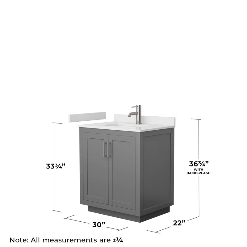 Wyndham Collection Miranda 30" Freestanding Single Bathroom Vanity with Cultured Marble Top