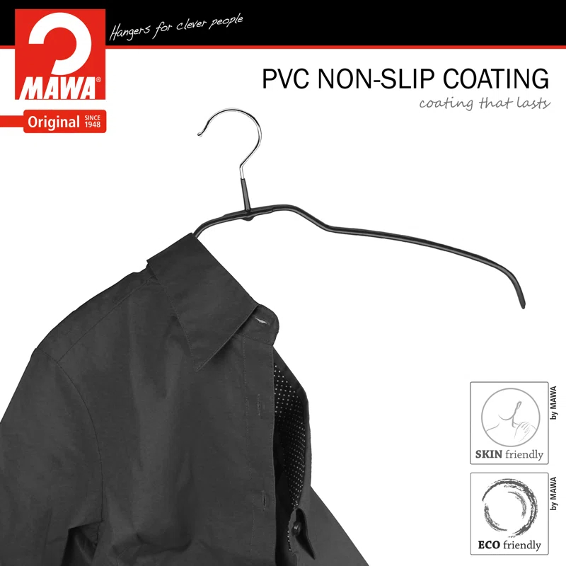 Mawa Metal Non-Slip Standard Hanger for Dress/Shirt/Sweater (Set of 20)
