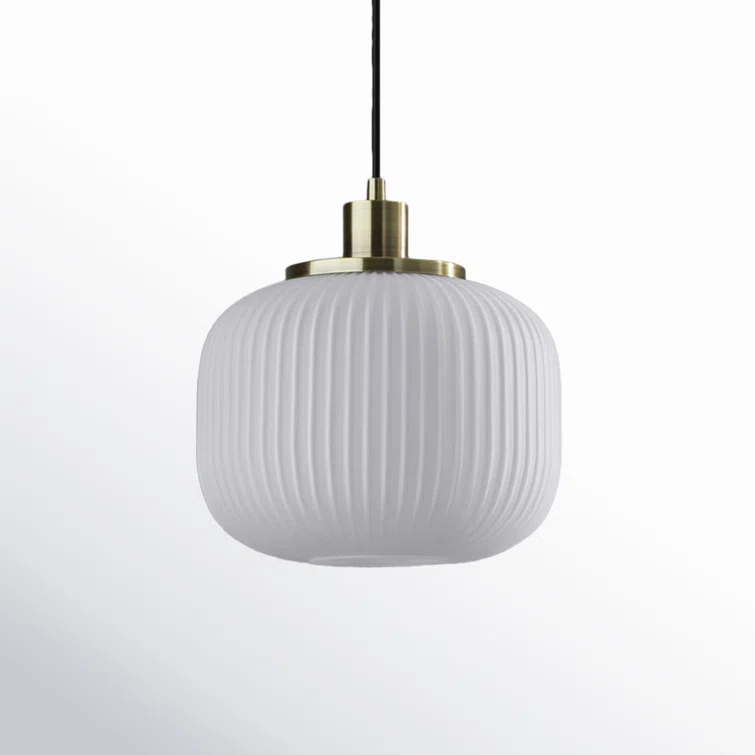 Nausica Ribbed Glass Pendant (10")