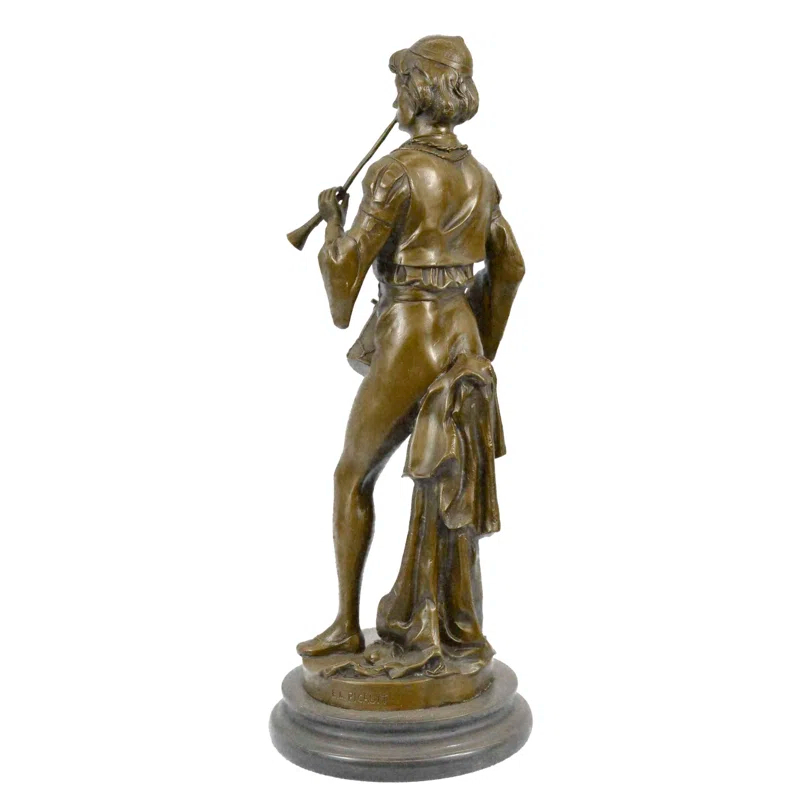 Bloomsbury Market Aziel French Civil War Drummer Bronze Sculpture Marble Base Figurine Statue Figure Art