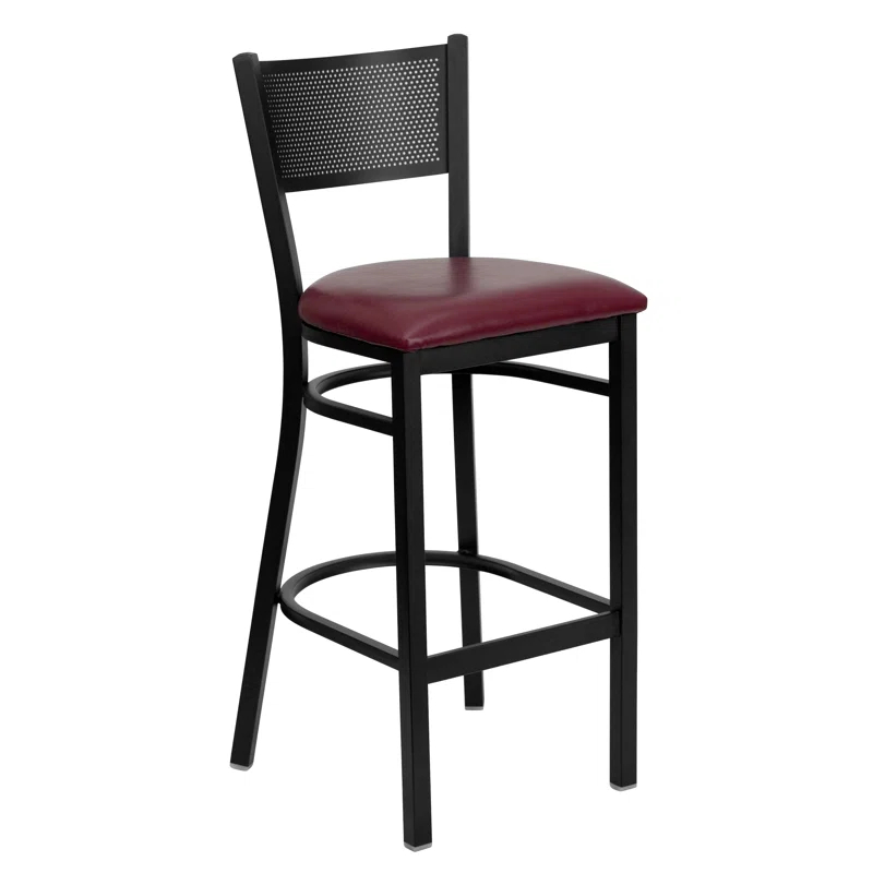 Flash Furniture Miranda Commercial Grade Grid Back Metal Restaurant Barstool with Vinyl Seat