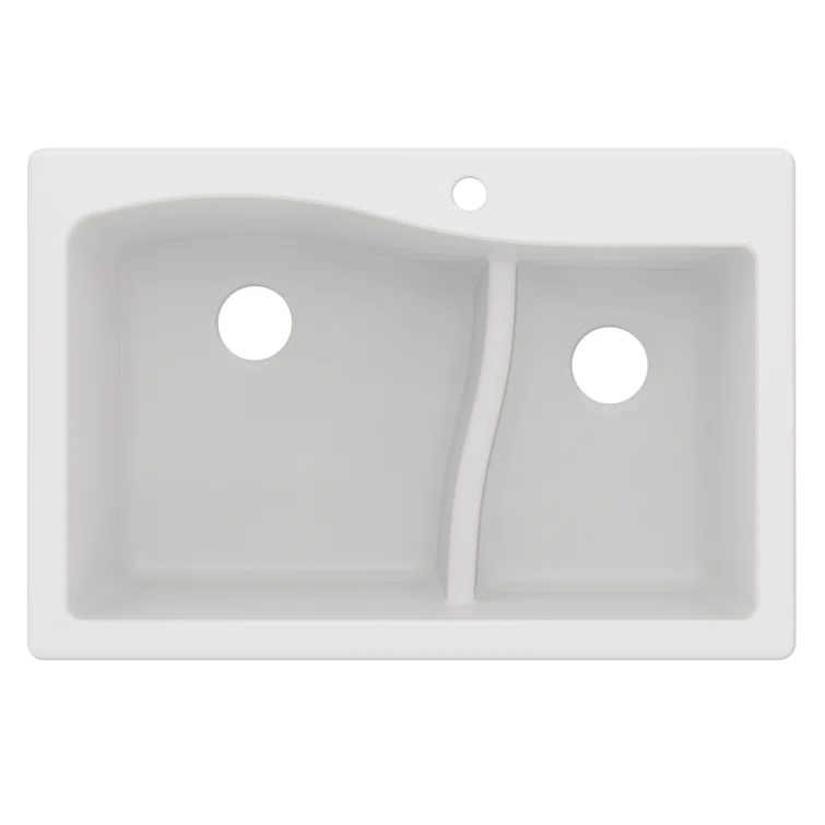 Kraus KRAUS Quarza™ 33" L Dual Mount 60/40 Double Bowl Granite Kitchen Sink KGD-442WHITE