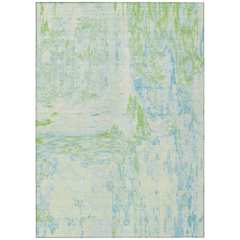 Machine Washable Indoor/Outdoor Christain ACN1352 Mint Rug