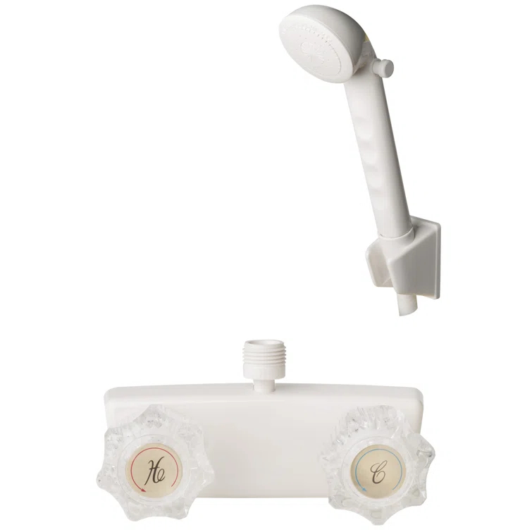 Laguna Brass RV/Motorhome Two Handle Non-Metallic Shower Diverter with Matching Hand Held Shower Set 3220AWT/4120WT