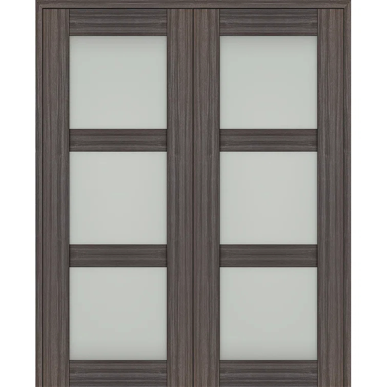 Belldinni Palladio 3 Lite Manufactured Wood and Frosted Glass Interior Double Prehung Door