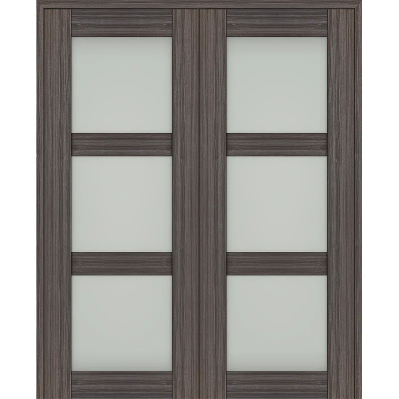Belldinni Palladio 3 Lite Manufactured Wood and Frosted Glass Interior Double Prehung Door