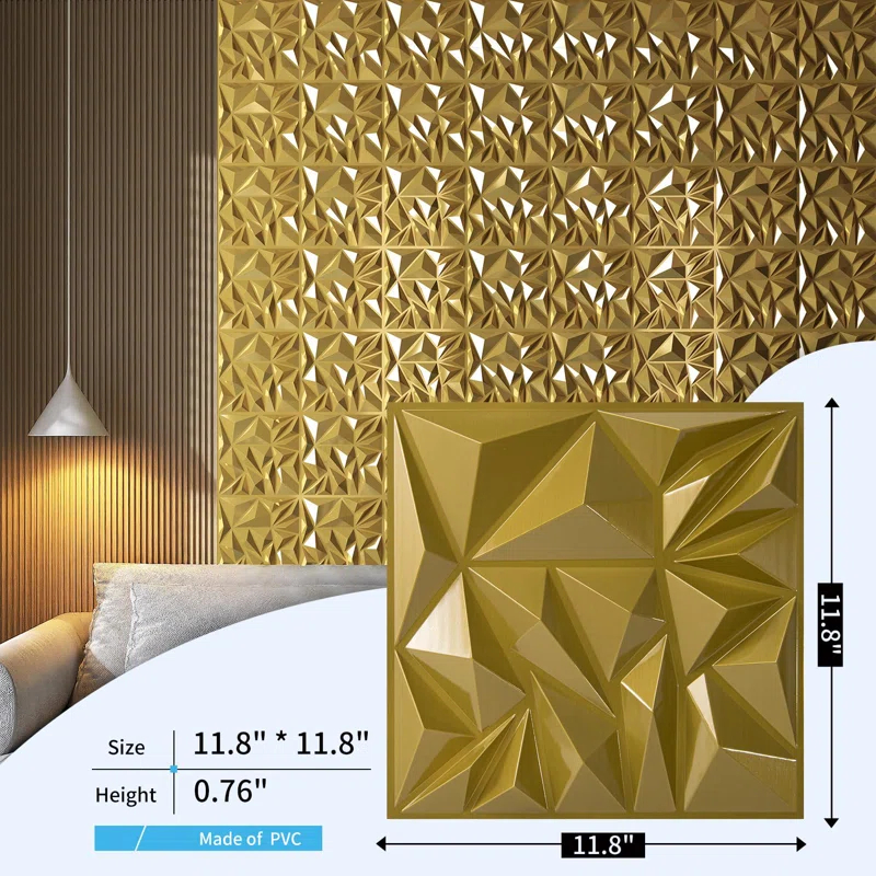 HD FLOORING, INC. Art3d 33-Pack 3D Wall Panels For Interior Wall Decor, Diamond Textured Feature Wall Paneling For Gaming Living Room TV Wall Background Accent Wall