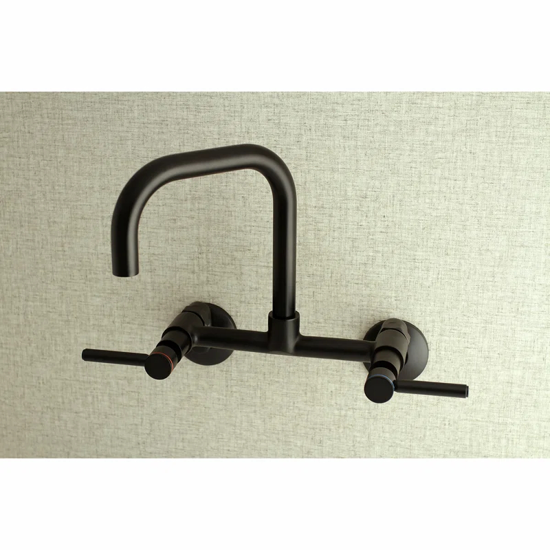 Kingston Brass KS813MB Kingston Brass Concord Double-Handle 2-Hole Wall-Mount Bridge Kitchen Faucet