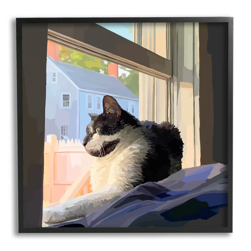 Stupell Industries " Warm Sunlit Cat Neighborhood Windowsill " by Emily Kalina Painting Print