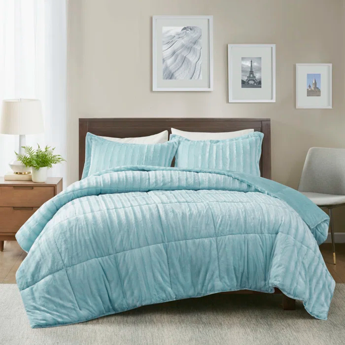 Madison Park Duke Faux Fur 3 Piece Comforter Set