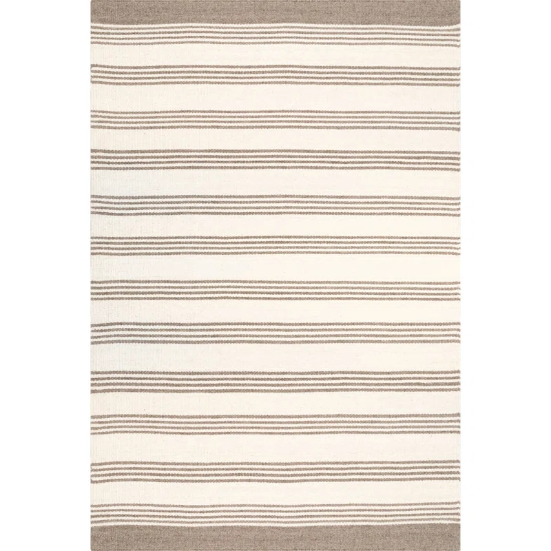 Highland Dunes Striped Cotton/Wool Beige Area Rug