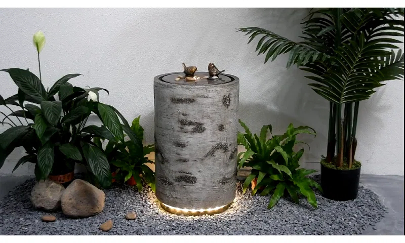 Hi-Line Gift Ltd. 21.5" H Bird Bath Fountain with Warm White LEDS