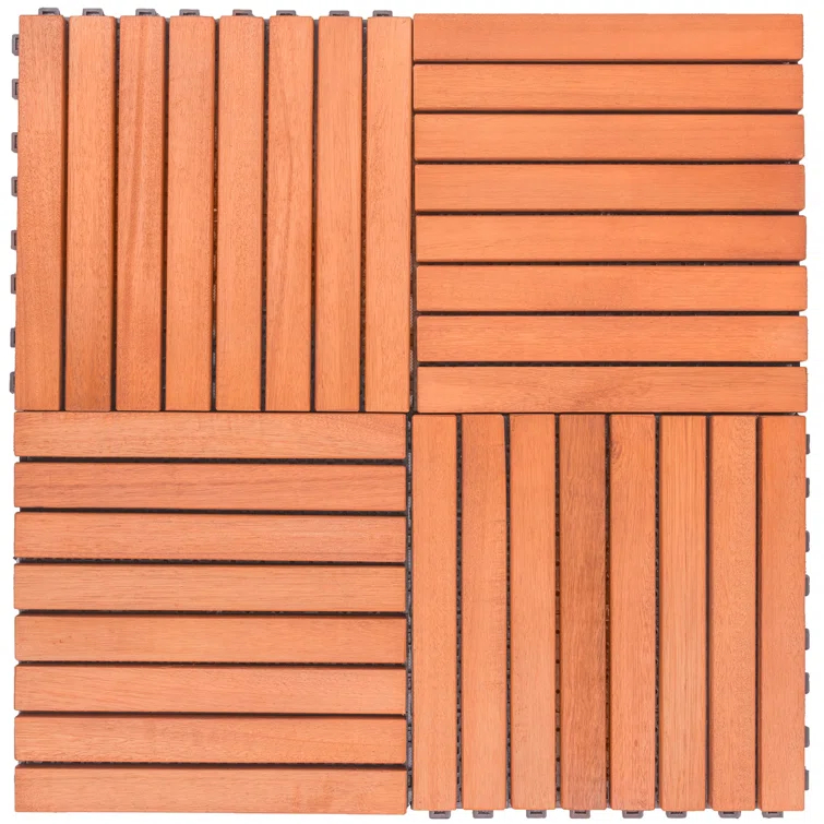 Vifah 12" x 12" Wood Interlocking Deck Tile in Tan (Set of 10)