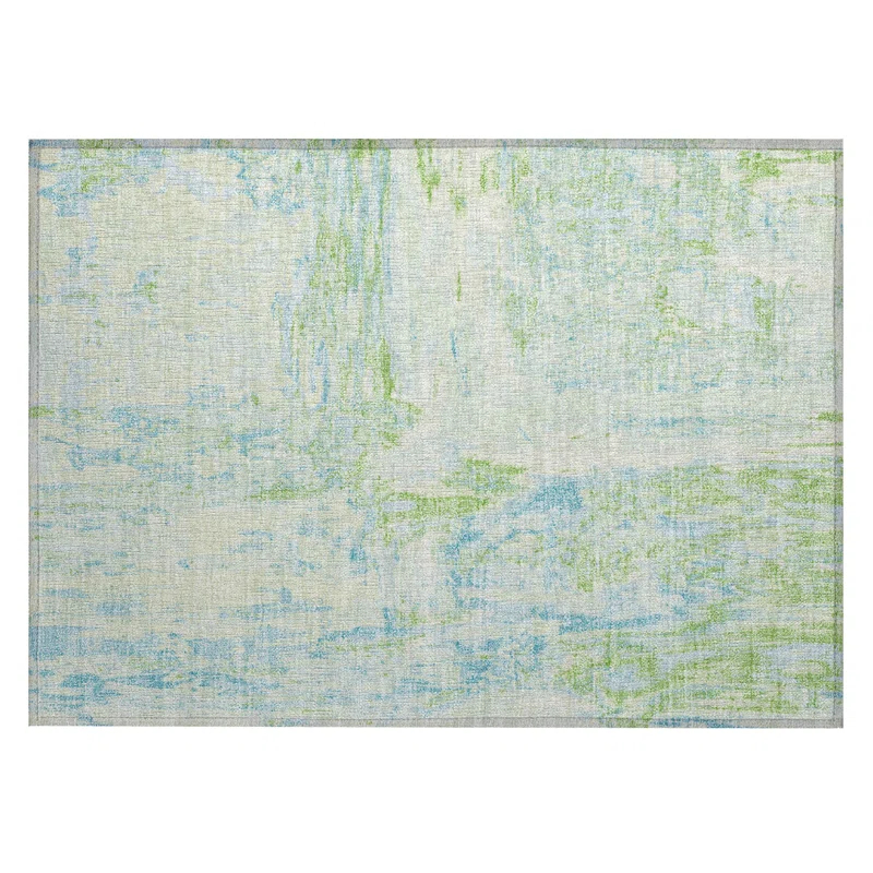 Wade Logan® Machine Washable Indoor/Outdoor Christain ACN1352 Mint Rug