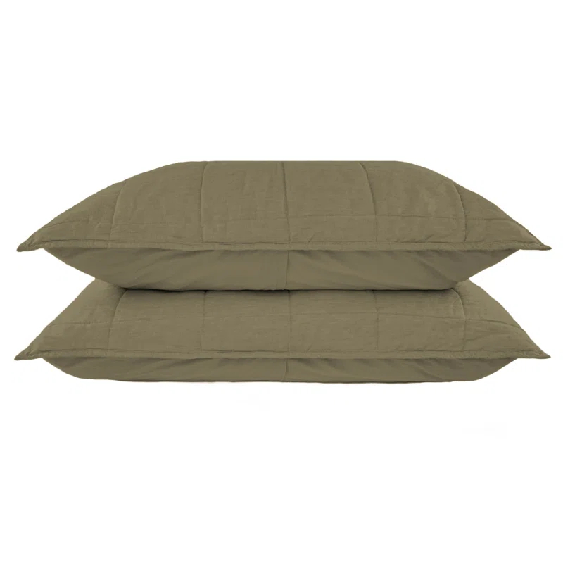 BOKSER HOME French Linen Box Stitch Quilted Sham Set