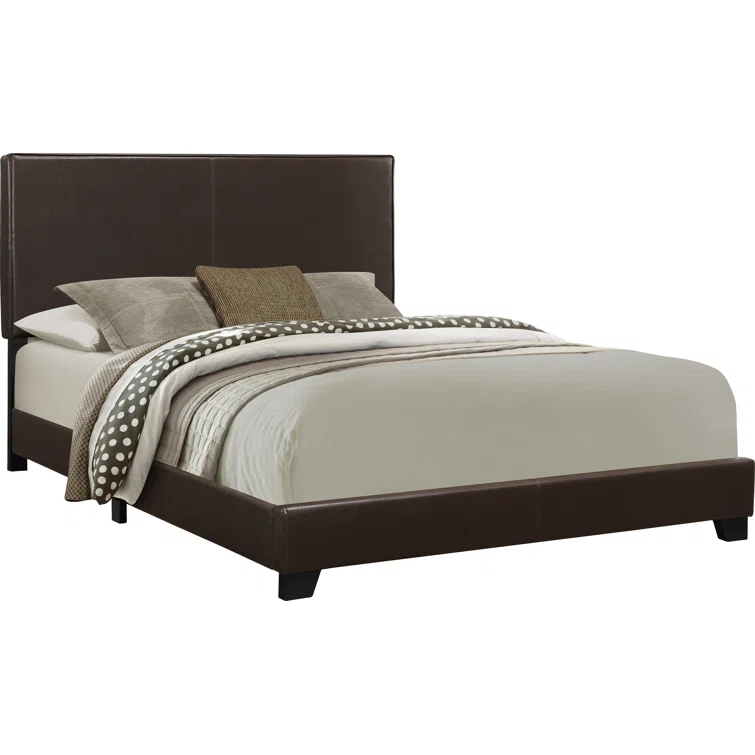 Ebern Designs Engelhard Bed, Queen Size, Platform, Bedroom, Frame, Upholstered, Pu Leather Look, Transitional