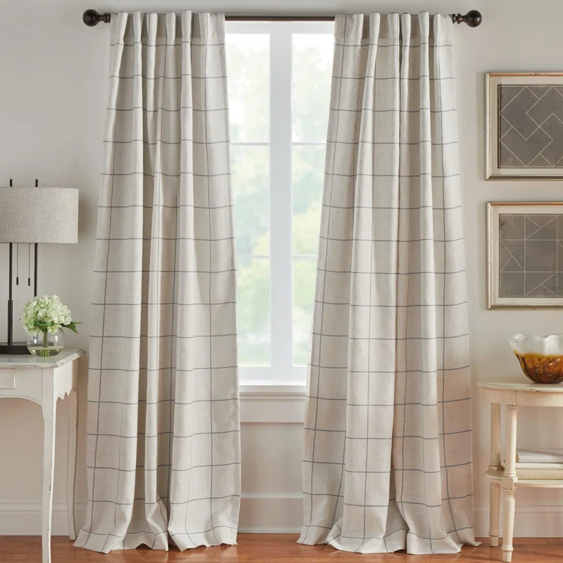 Gracie Oaks Fashions Plaid Blackout Window Curtain, with Back Tab and Rod Pocket Tabs, 1 Panel,52"W