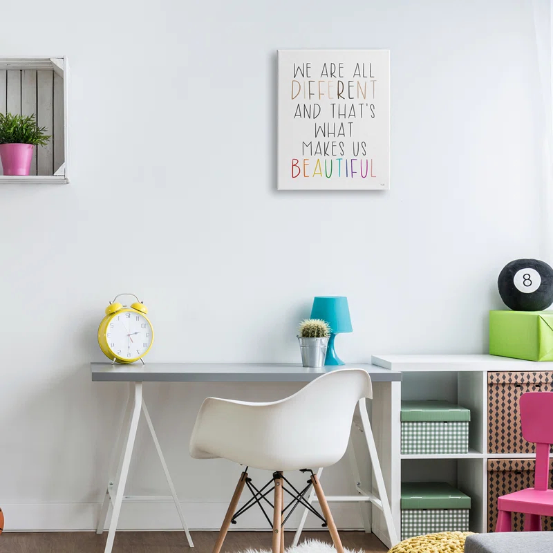 Stupell Industries Different Is Beautiful Inspirational Quote by Lux + Me Designs - Textual Art | Wayfair