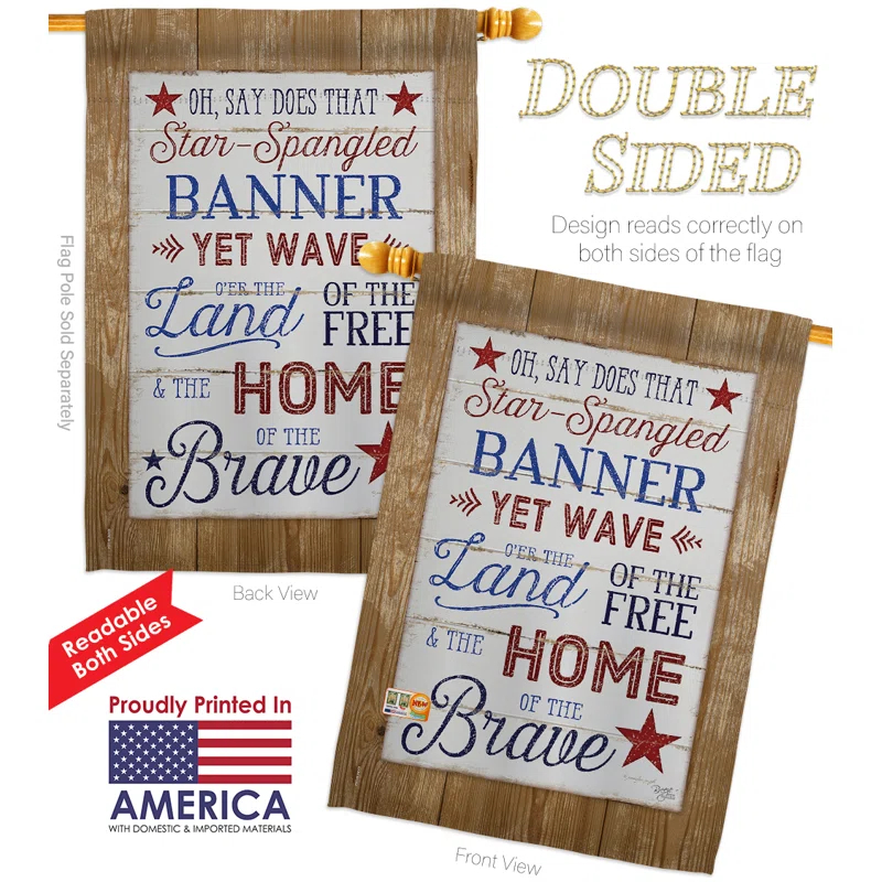 Breeze Decor Double Sided 40'' H x 28'' W Polyester Independence Day House Flag