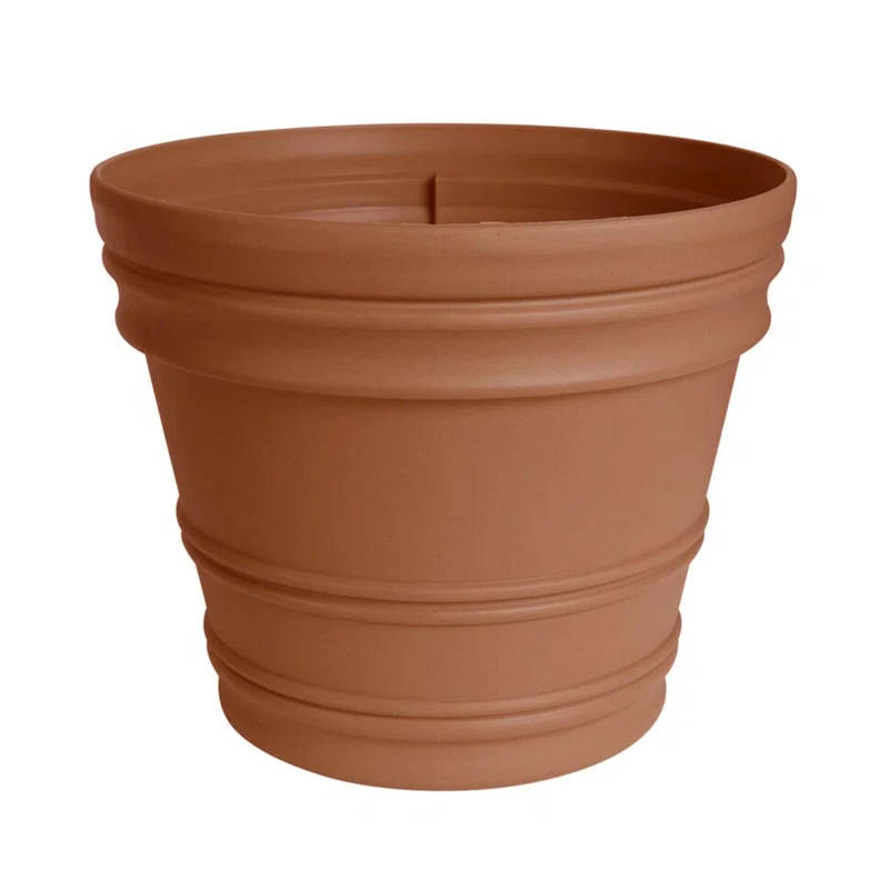Bloem Rolled Rim Recycled Plastic Indoor/Outdoor Round Pot Planter