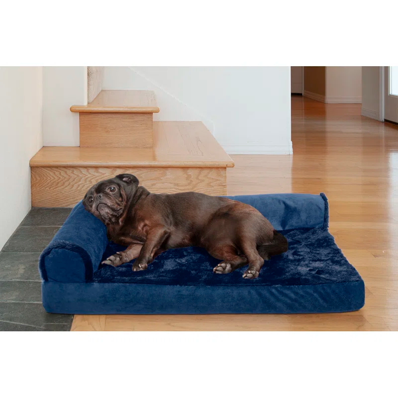 FurHaven Plush & Velvet Deluxe L-Chaise Orthopedic Pet Bed