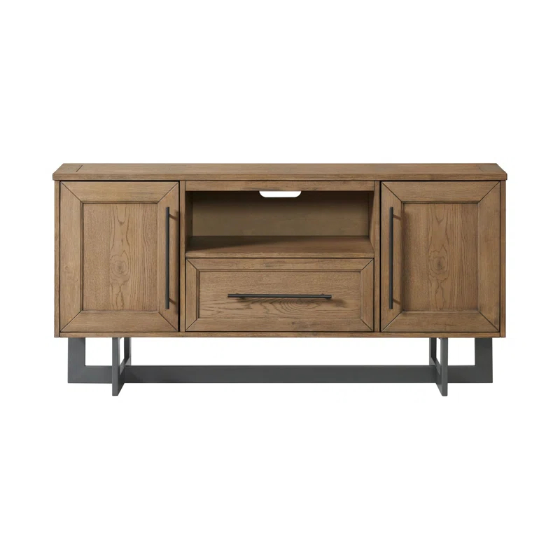 Trent Austin Design® Schiller Eden 60" Wide Media Console With Open Center Drawer, Rustic Dune