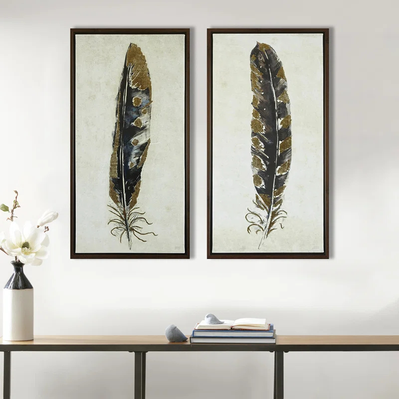 HLILish Gold Foil 2-Piece Canvas Wall Art Set