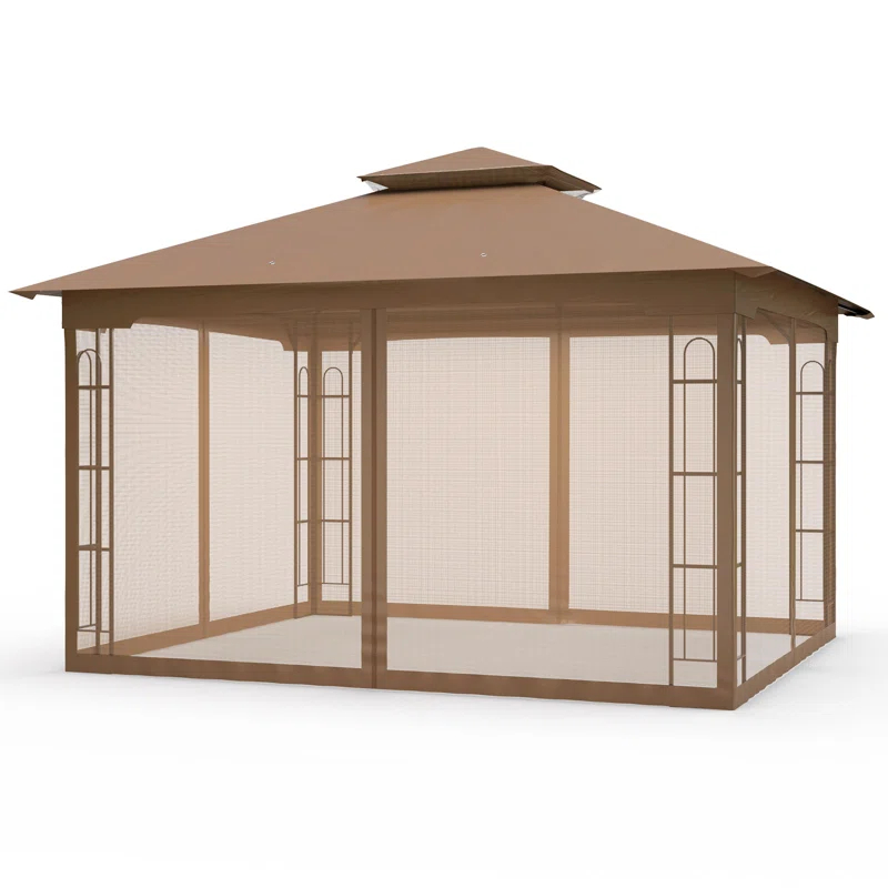 COOS BAY 13 Ft. W x 11 Ft. D Steel Patio Gazebo with Netting