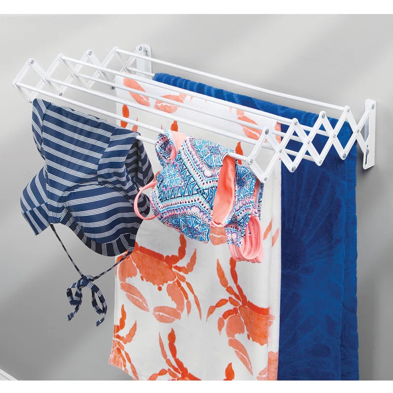 mDesign Expandable Wall Mount Laundry Drying Rack