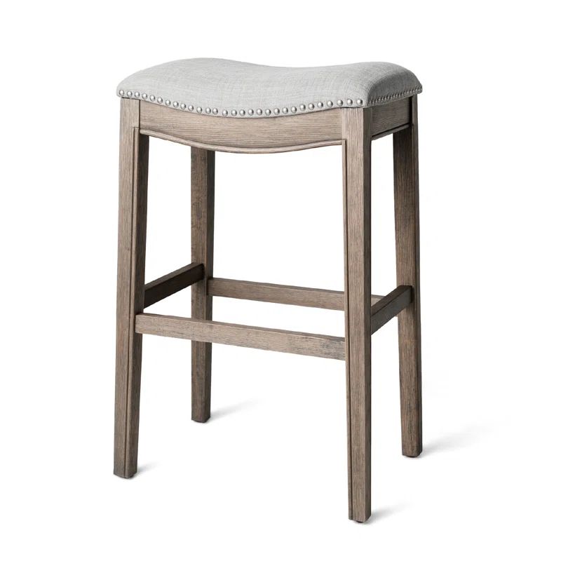 Maven Lane Maven Lane Adrien Backless Saddle Kitchen Stool with Fabric Upholstery