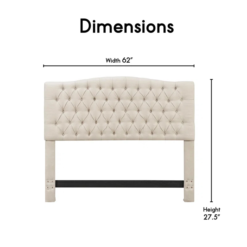 Elle Decor Elle Decor Celeste Tufted Upholstered Padded Headboard with Contemporary Button Tufting