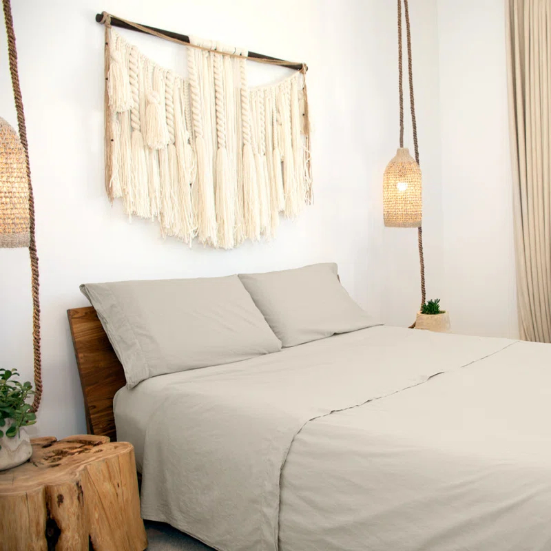 Jennifer Adams Home Relaxed Long-Staple Garment-Washed Cotton 4pc. Percale Sheet Set